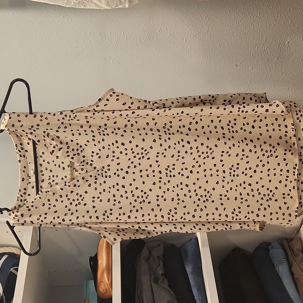 Micro animal print sleeveless blouse